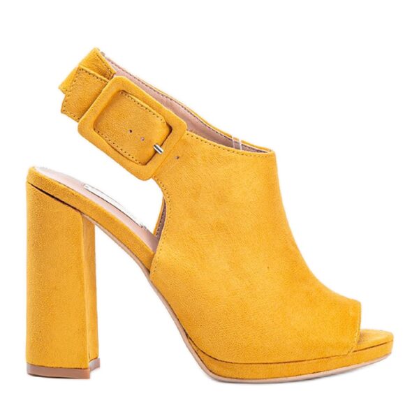 Musztardowe sandały z cholewką Little Italy żółte